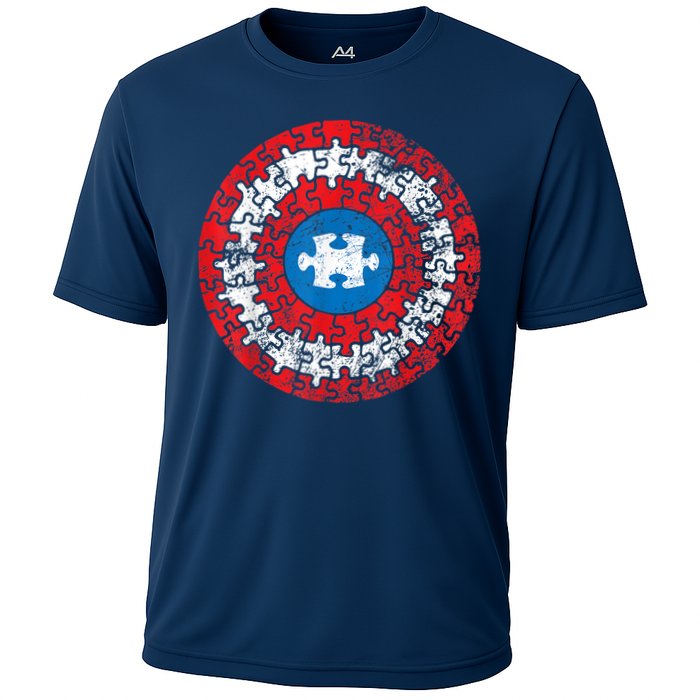Autism Awareness America Shield Parody Spoof Design Cooling Performance Crew T-Shirt