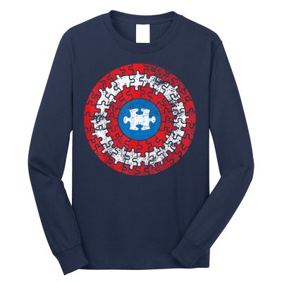 Autism Awareness America Shield Parody Spoof Design Long Sleeve Shirt
