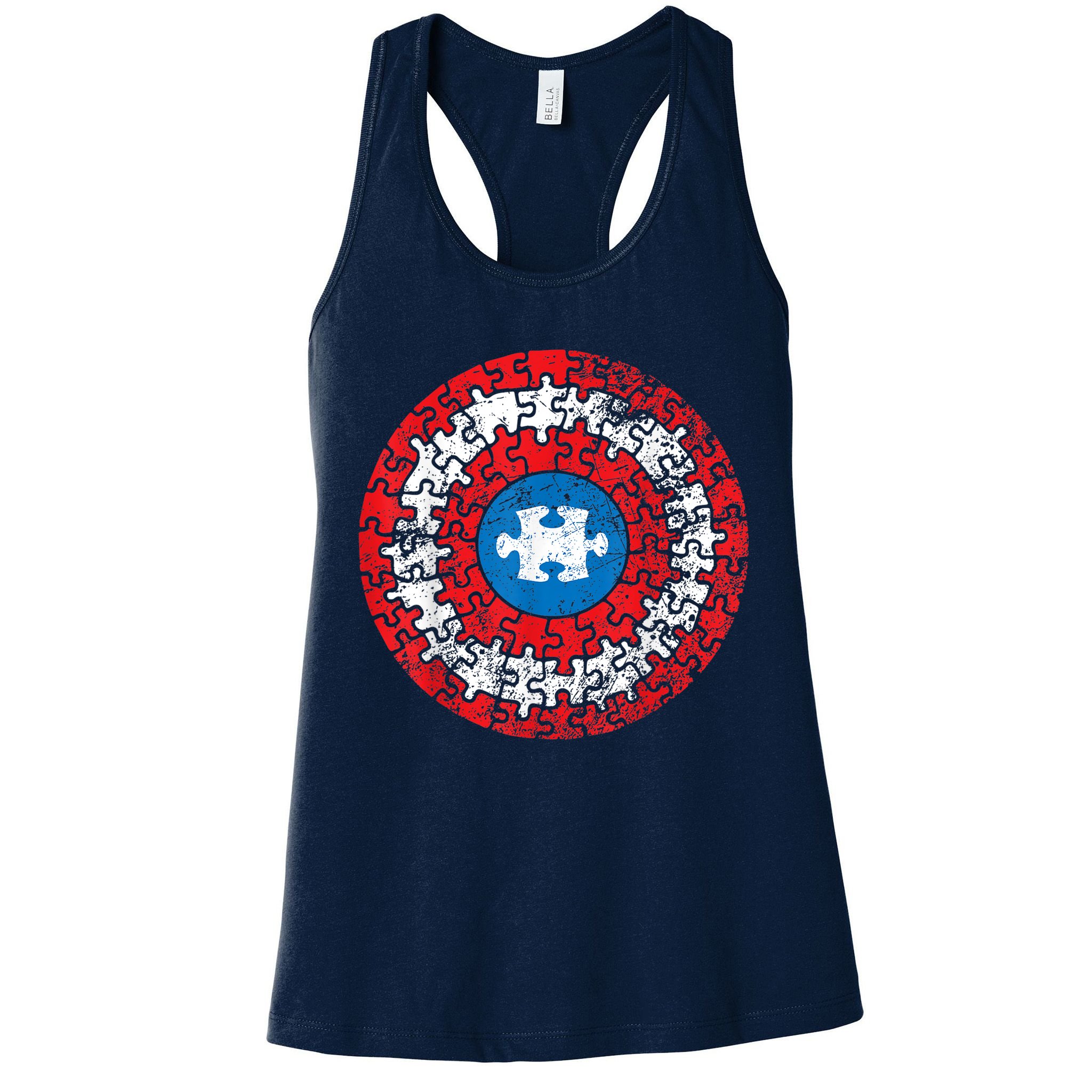 Autism Awareness America Shield Parody Spoof Design Womens Tank Top