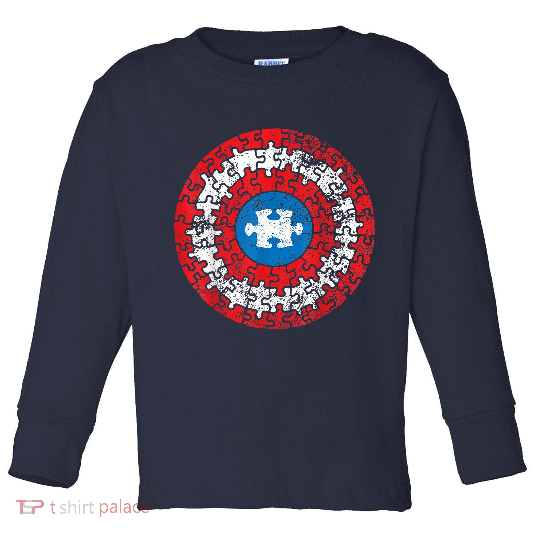 Autism Awareness America Shield Parody Spoof Design Toddler Long Sleeve Shirt