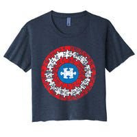 Autism Awareness America Shield Parody Spoof Design Crop Top
