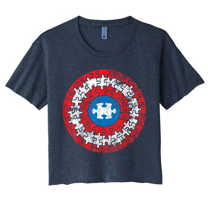 Autism Awareness America Shield Parody Spoof Design Crop Top