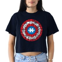Autism Awareness America Shield Parody Spoof Design Crop Top