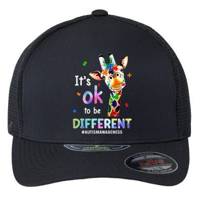 Autism Awareness Acceptance Giraffe Its Ok To Be Different Flexfit Unipanel Trucker Cap