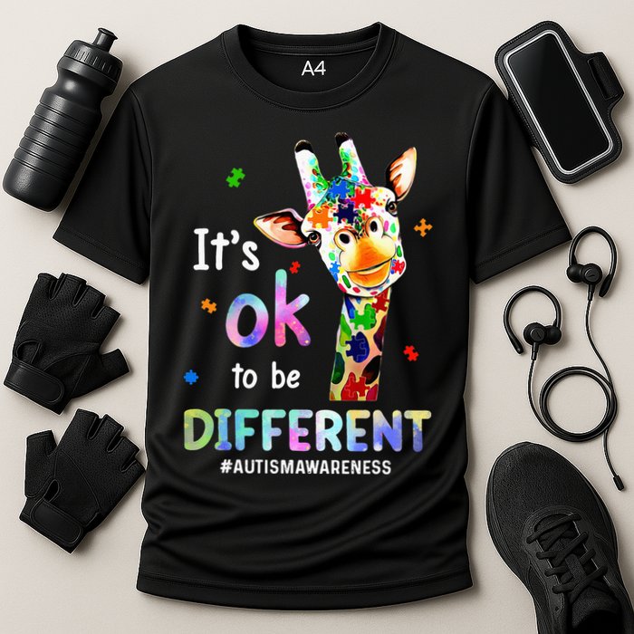 Autism Awareness Acceptance Giraffe Its Ok To Be Different Performance Shirt
