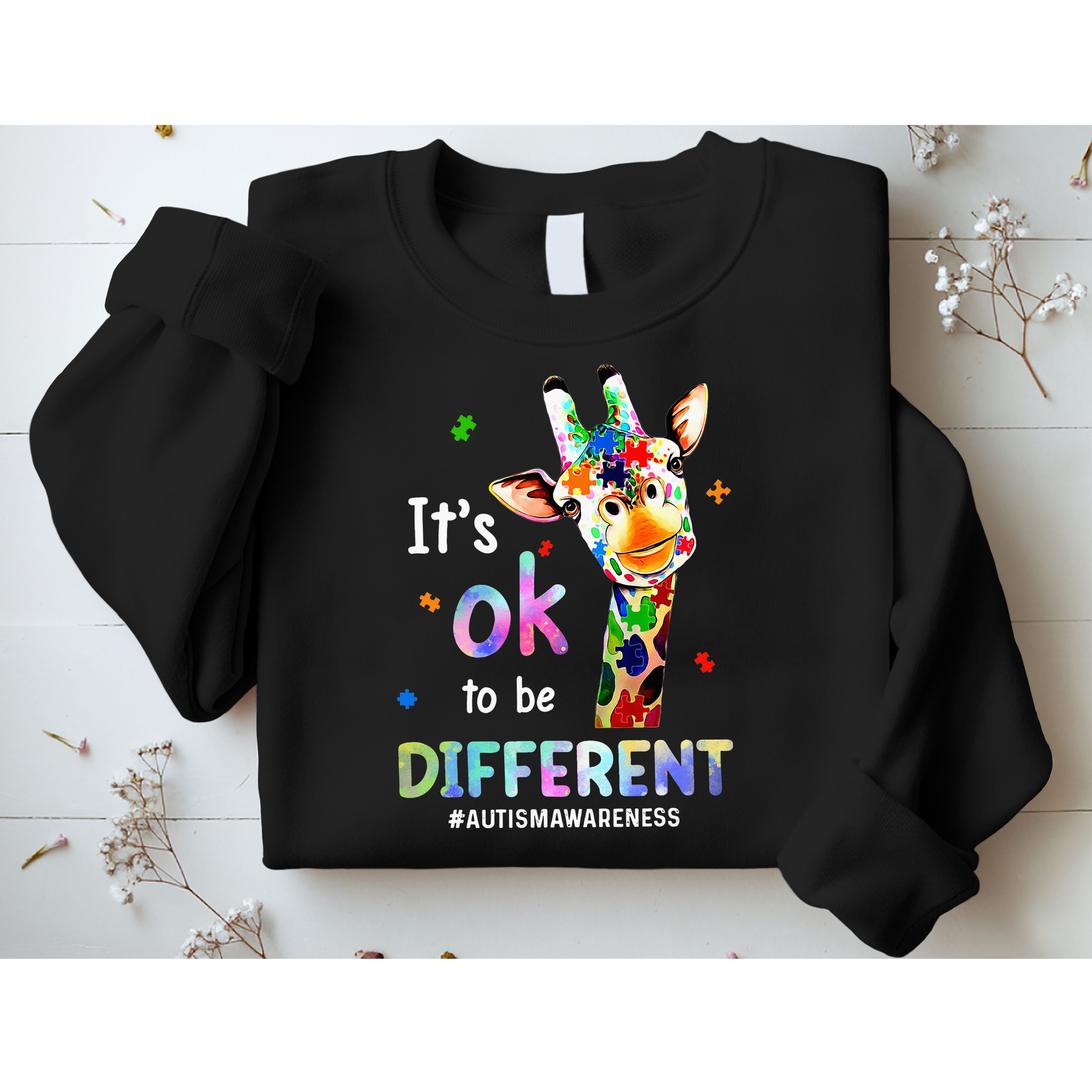 Autism Awareness Acceptance Giraffe Its Ok To Be Different Sweatshirt