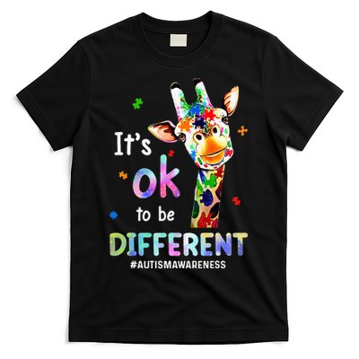 Autism Awareness Acceptance Giraffe Its Ok To Be Different T-Shirt
