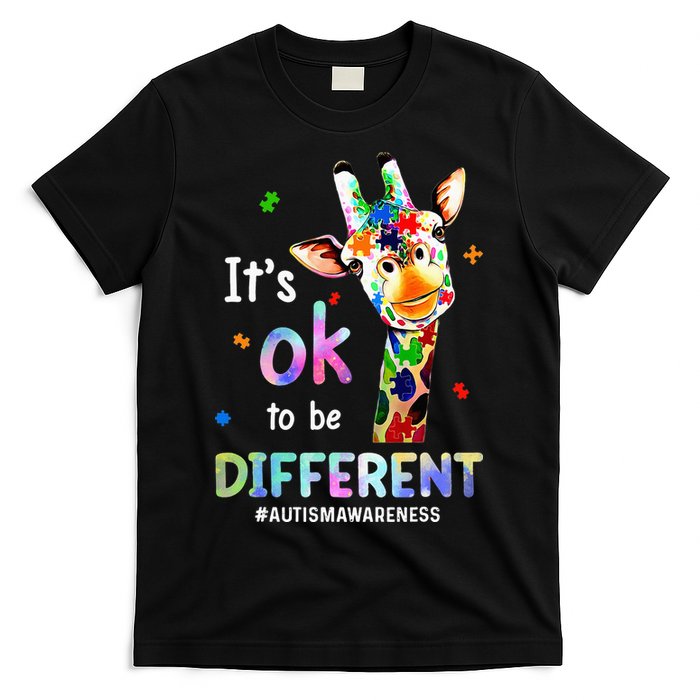 Autism Awareness Acceptance Giraffe Its Ok To Be Different T-Shirt