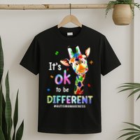 Autism Awareness Acceptance Giraffe Its Ok To Be Different T-Shirt