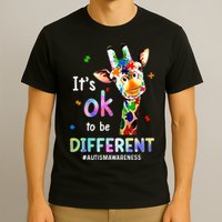Autism Awareness Acceptance Giraffe Its Ok To Be Different T-Shirt