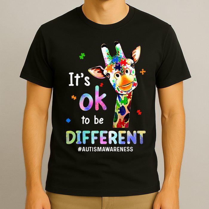 Autism Awareness Acceptance Giraffe Its Ok To Be Different T-Shirt