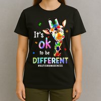 Autism Awareness Acceptance Giraffe Its Ok To Be Different T-Shirt