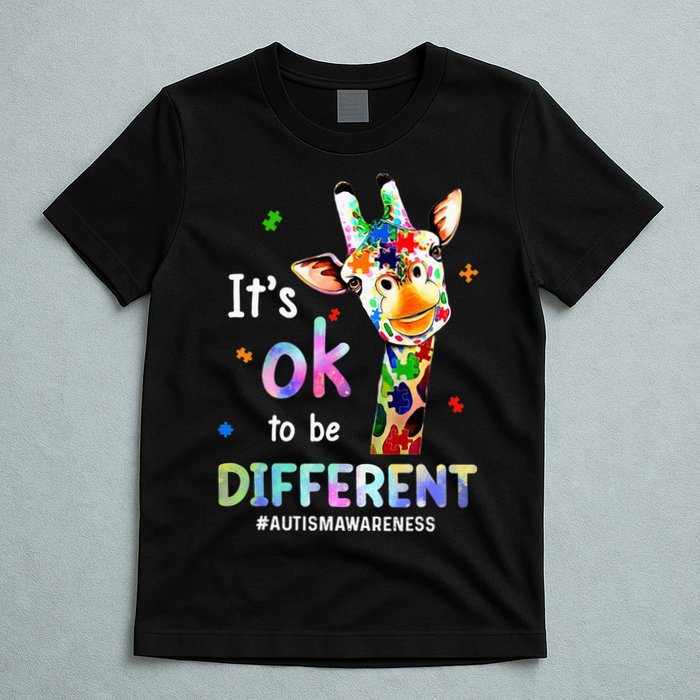 Autism Awareness Acceptance Giraffe Its Ok To Be Different T-Shirt