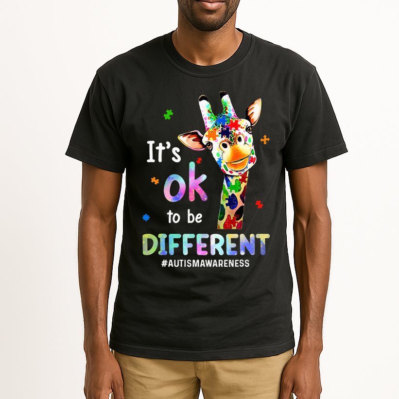 Autism Awareness Acceptance Giraffe Its Ok To Be Different Tall T-Shirt