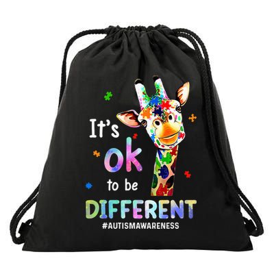 Autism Awareness Acceptance Giraffe Its Ok To Be Different Drawstring Bag