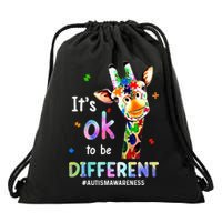 Autism Awareness Acceptance Giraffe Its Ok To Be Different Drawstring Bag