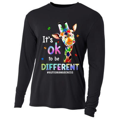 Autism Awareness Acceptance Giraffe Its Ok To Be Different Cooling Performance Long Sleeve Crew