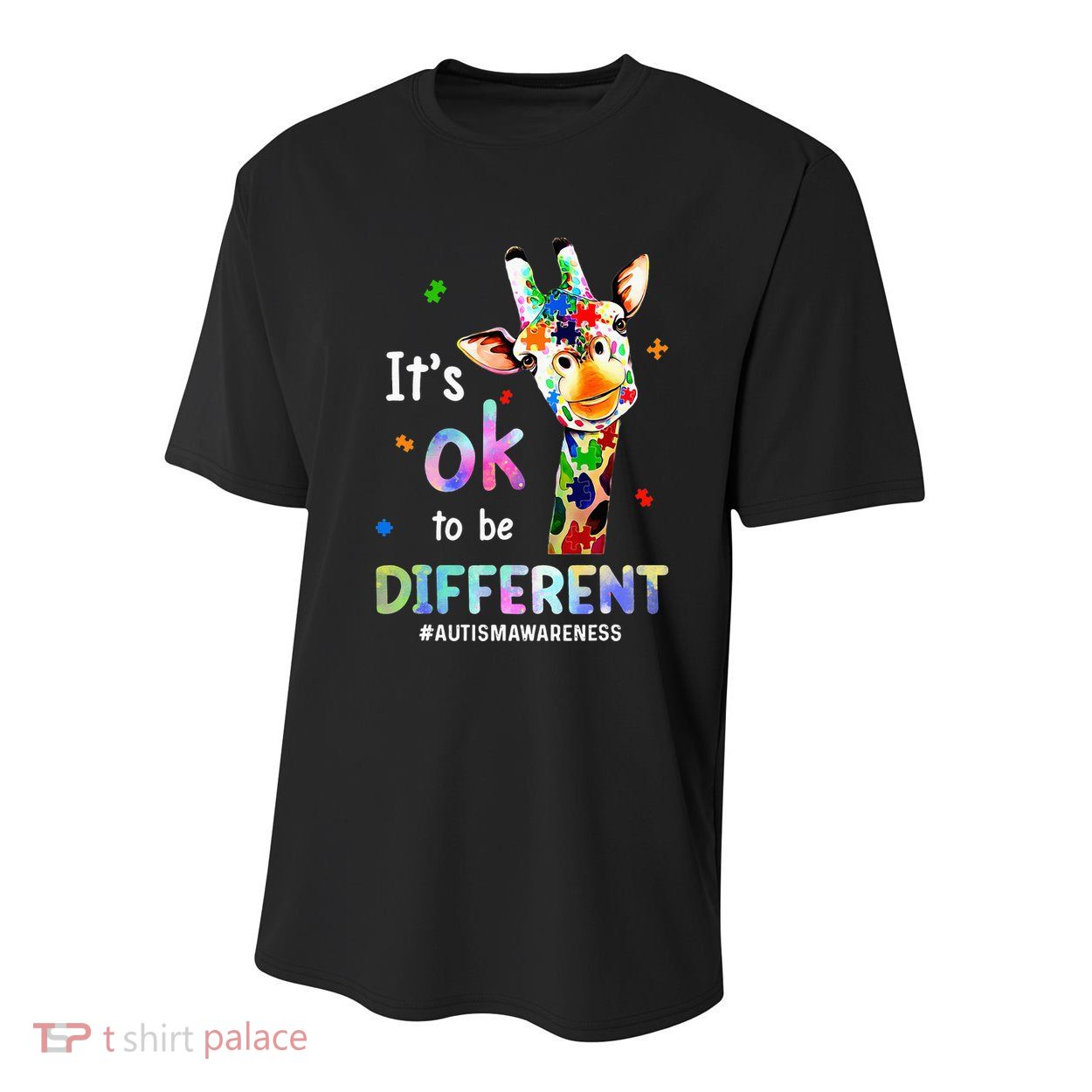 Autism Awareness Acceptance Giraffe Its Ok To Be Different Youth Performance Sprint T-Shirt