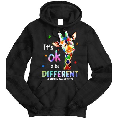 Autism Awareness Acceptance Giraffe Its Ok To Be Different Tie Dye Hoodie
