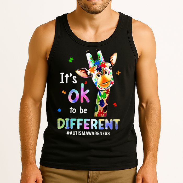 Autism Awareness Acceptance Giraffe Its Ok To Be Different Tank Top