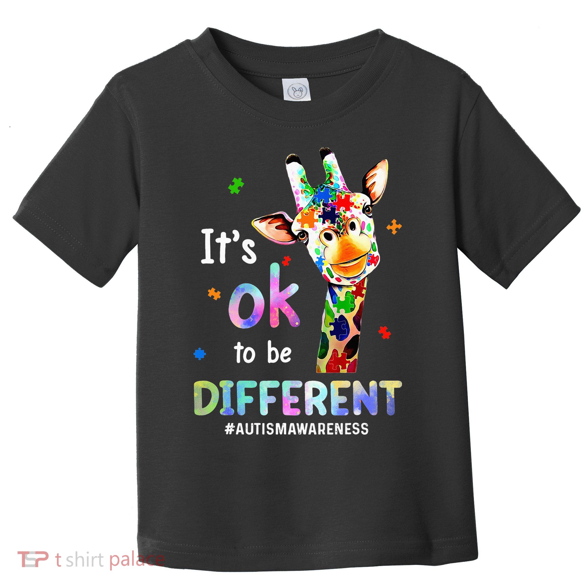 Autism Awareness Acceptance Giraffe Its Ok To Be Different Toddler T-Shirt