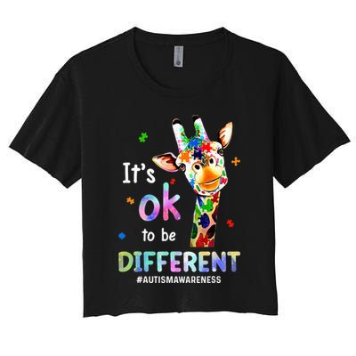 Autism Awareness Acceptance Giraffe Its Ok To Be Different Crop Top