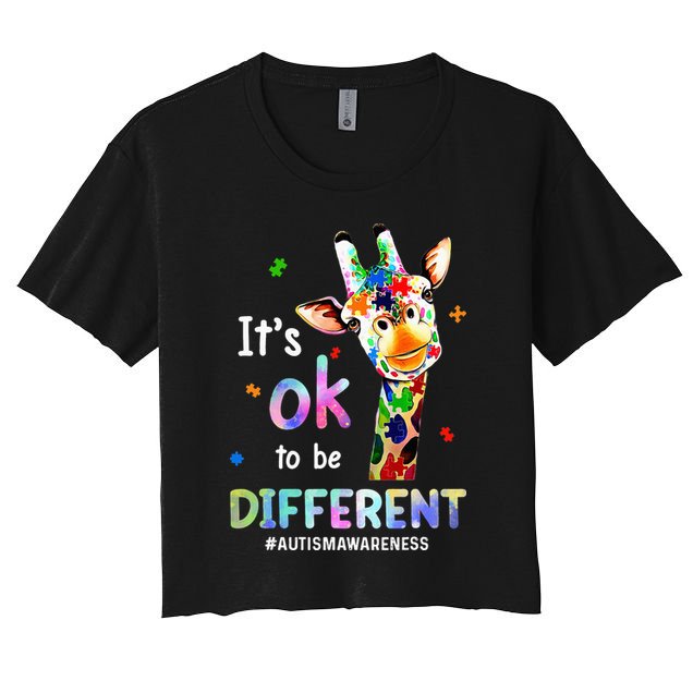 Autism Awareness Acceptance Giraffe Its Ok To Be Different Crop Top