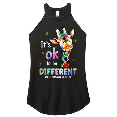 Autism Awareness Acceptance Giraffe Its Ok To Be Different Women's Perfect Tri Rocker Tank