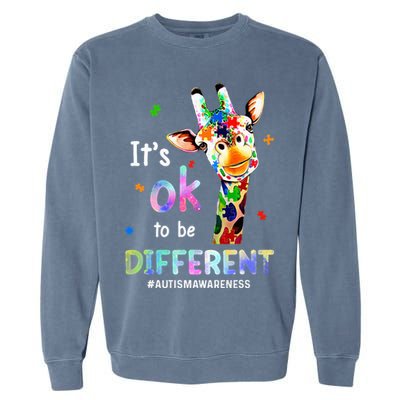 Autism Awareness Acceptance Giraffe Its Ok To Be Different Garment-Dyed Sweatshirt