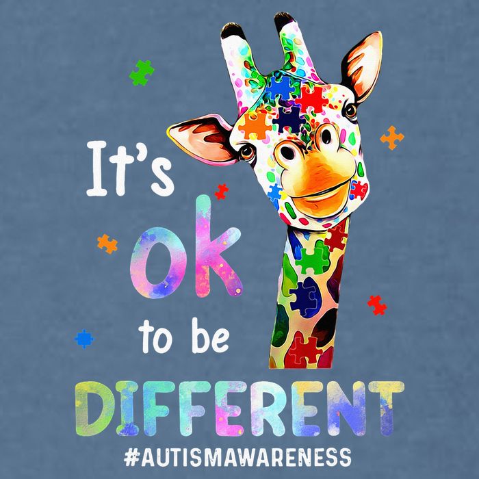 Autism Awareness Acceptance Giraffe Its Ok To Be Different Garment-Dyed Sweatshirt