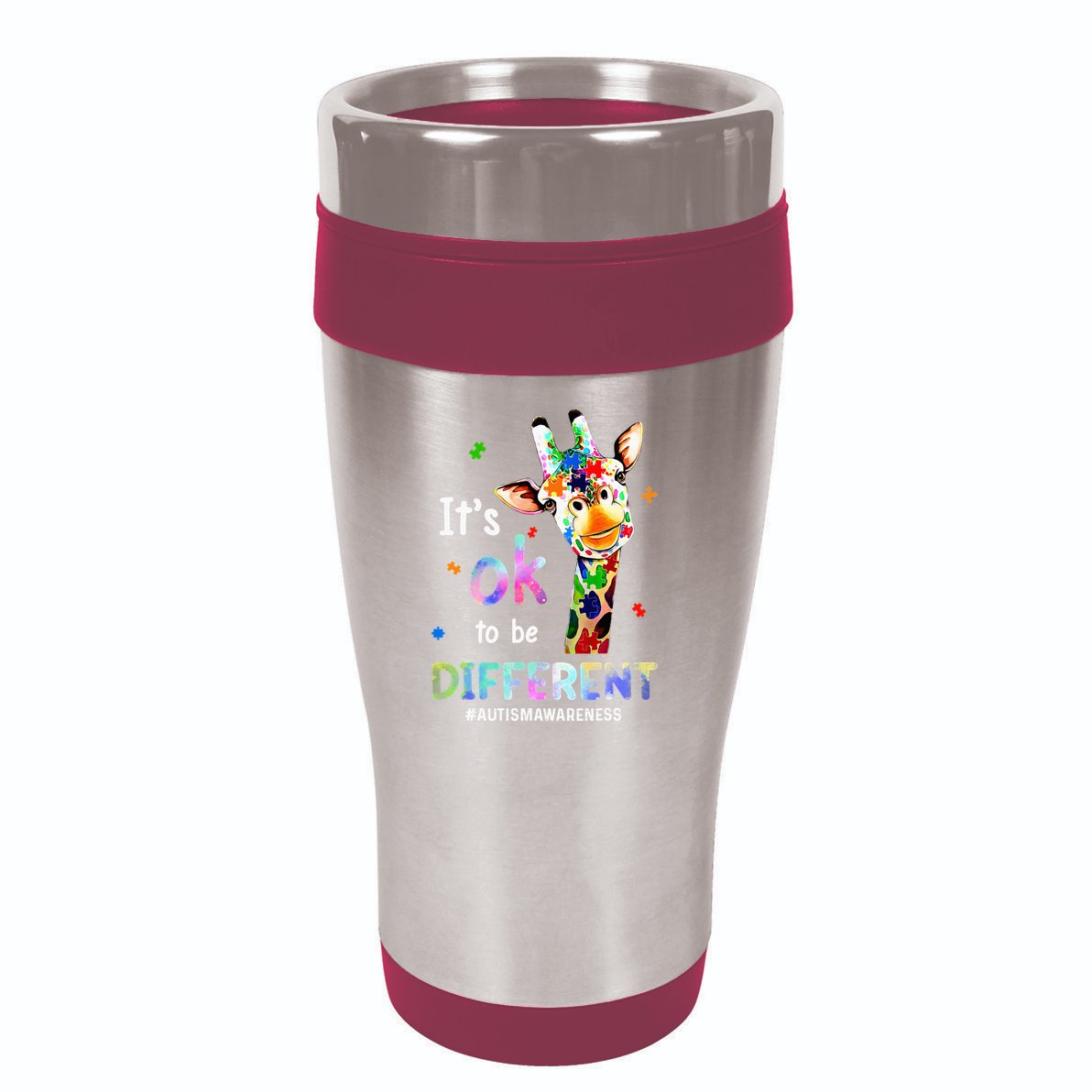 Autism Awareness Acceptance Giraffe Its Ok To Be Different 16oz Travel Tumbler