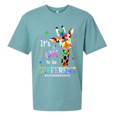 Autism Awareness Acceptance Giraffe Its Ok To Be Different Sueded Cloud Jersey T-Shirt