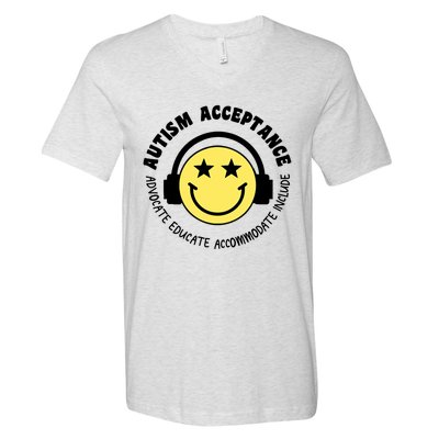 Autism Awareness Acceptance Special Education Teacher V-Neck T-Shirt