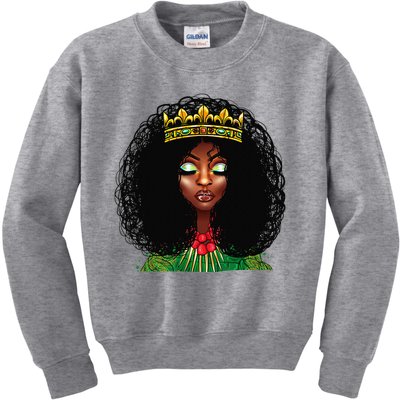 Afro African American Women Black Melanin Queen Juneteenth Kids Sweatshirt