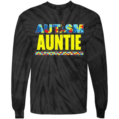 Autism Auntie Awareness Support Tie-Dye Long Sleeve Shirt