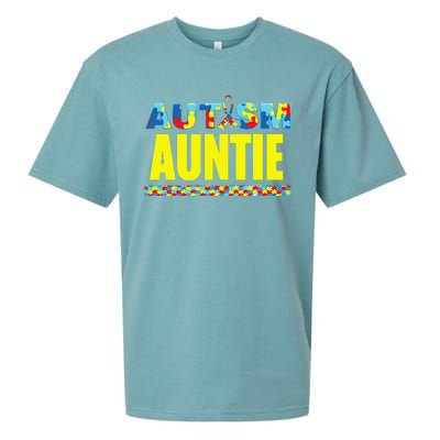 Autism Auntie Awareness Support Sueded Cloud Jersey T-Shirt