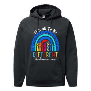 Autism Awareness Acceptance Wo Its Ok To Be Different Performance Fleece Hoodie