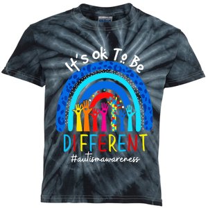 Autism Awareness Acceptance Wo Its Ok To Be Different Kids Tie-Dye T-Shirt