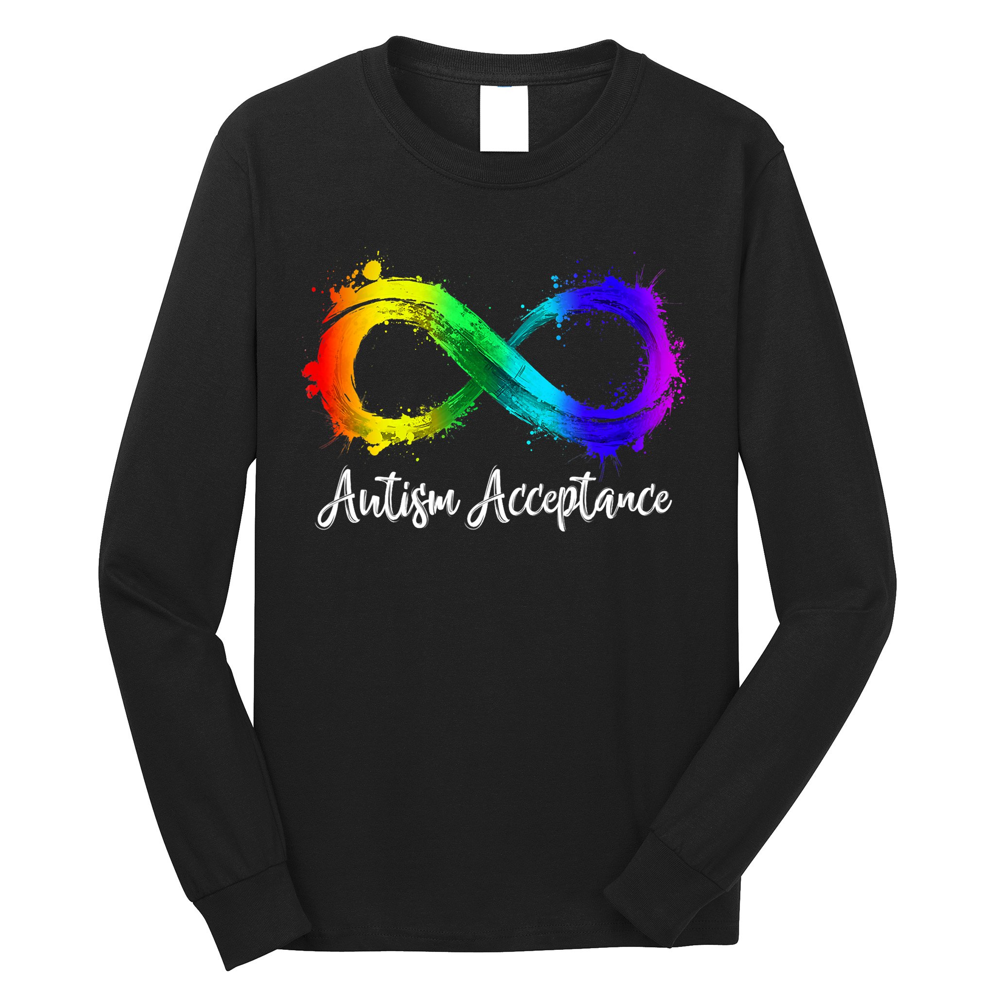 Autism Awareness Acceptance Rainbow Infinity Symbol Gift Long Sleeve Shirt