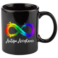 Autism Awareness Acceptance Rainbow Infinity Symbol Gift 11oz C Handle Ceramic Mug