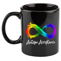 Autism Awareness Acceptance Rainbow Infinity Symbol Gift 11oz C Handle Ceramic Mug
