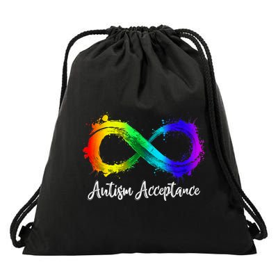 Autism Awareness Acceptance Rainbow Infinity Symbol Gift Drawstring Bag