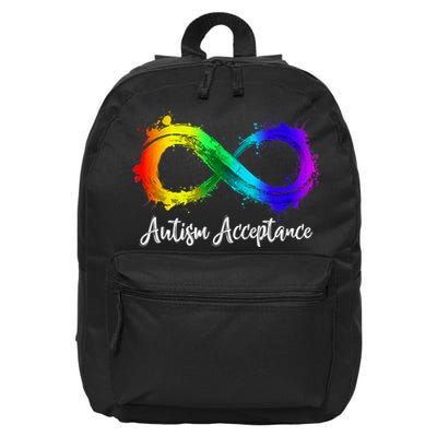 Autism Awareness Acceptance Rainbow Infinity Symbol Gift 16 in Basic Backpack