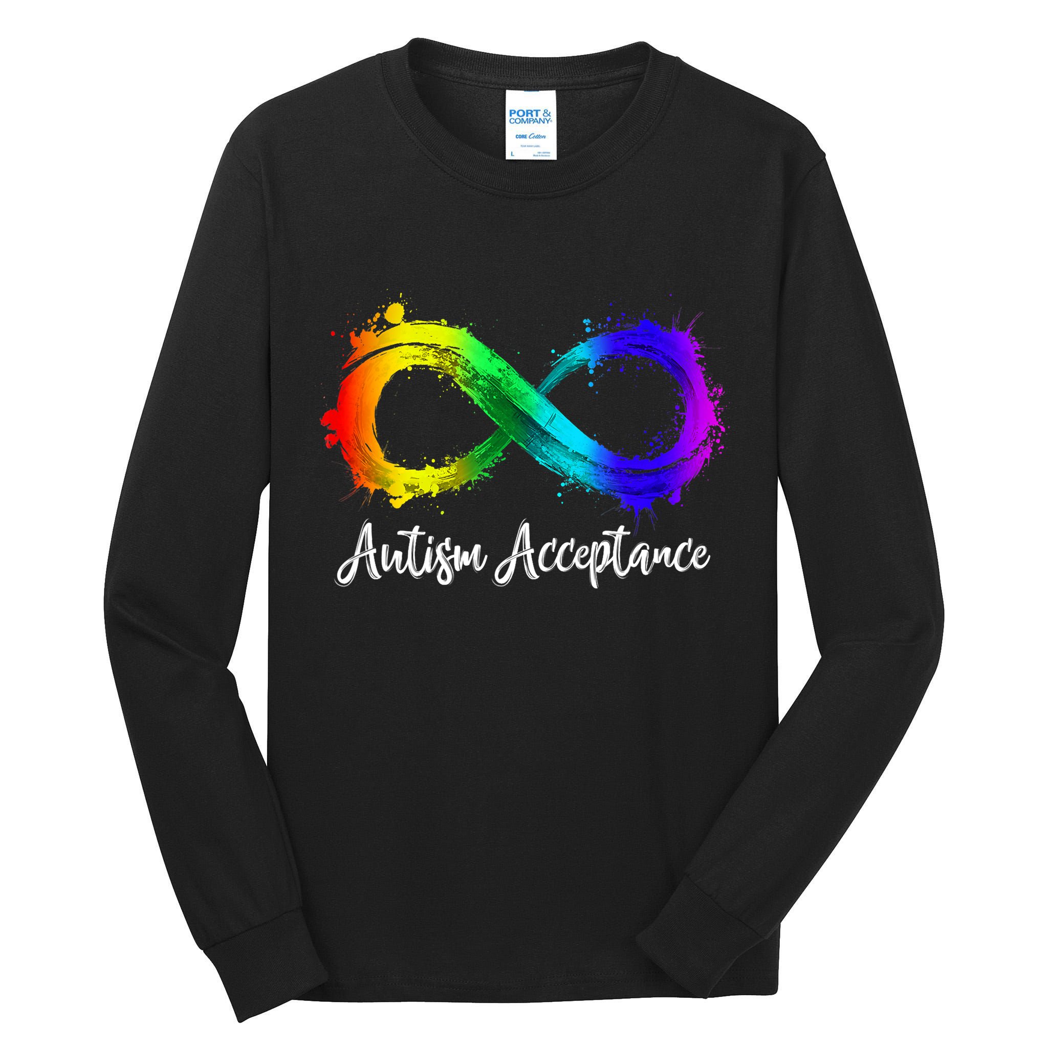Autism Awareness Acceptance Rainbow Infinity Symbol Gift Tall Long Sleeve T-Shirt