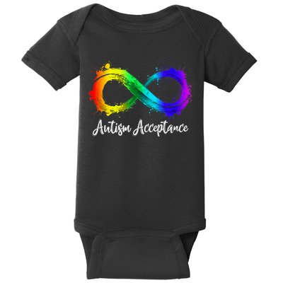 Autism Awareness Acceptance Rainbow Infinity Symbol Gift Baby Bodysuit
