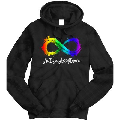 Autism Awareness Acceptance Rainbow Infinity Symbol Gift Tie Dye Hoodie