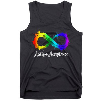 Autism Awareness Acceptance Rainbow Infinity Symbol Gift Tank Top