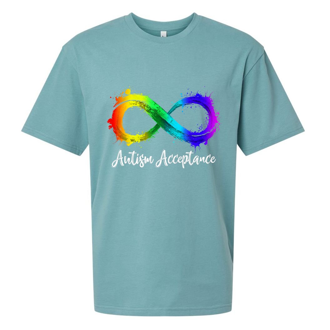 Autism Awareness Acceptance Rainbow Infinity Symbol Gift Sueded Cloud Jersey T-Shirt