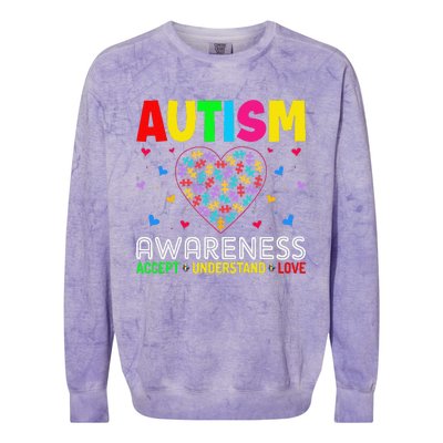 Autism Awareness Accept Understand Love ASD Motivational Colorblast Crewneck Sweatshirt