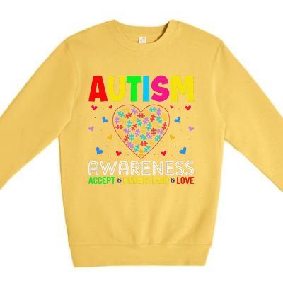 Autism Awareness Accept Understand Love ASD Motivational Premium Crewneck Sweatshirt